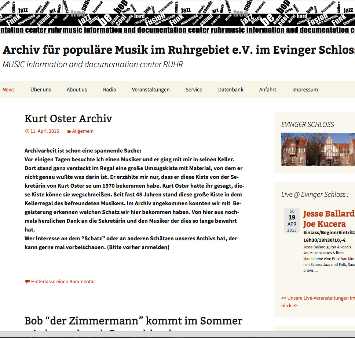 Screenshot von Archiv für populäre Musik im Ruhrgebiet